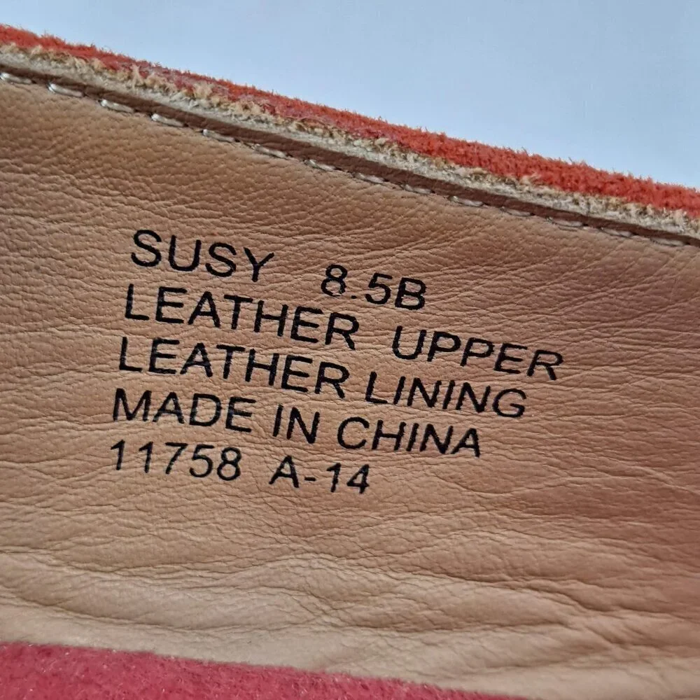 Lauren Ralph Lauren Susy Size 8.5B Orange Suede Slingback Wedge Espadrille Heels